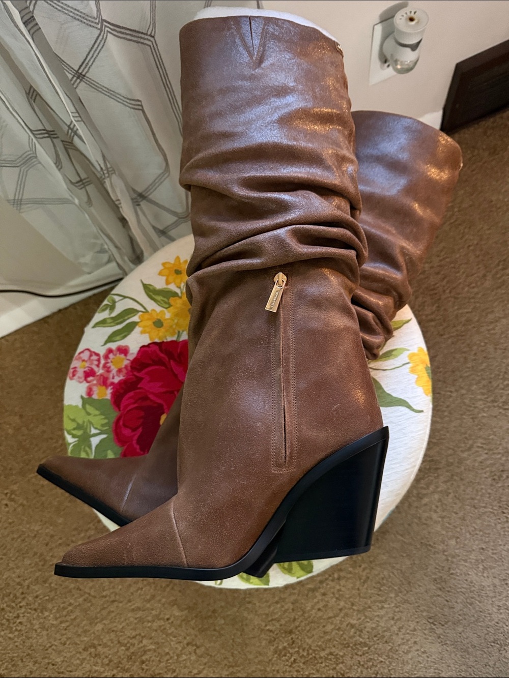Michael Kors Metallic Brown Over-the-Knee Slouch Boots - Picture 3 of 7